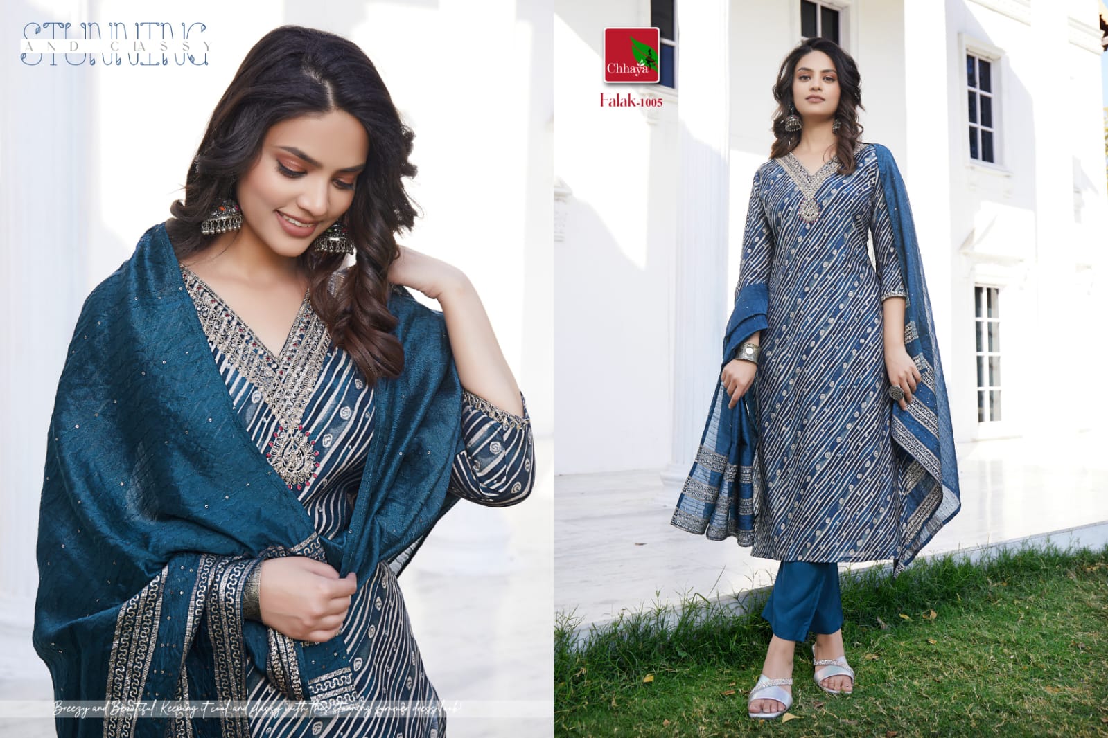 Falak By Chhaya Modal Silk V Neck Embroidery Kurti With Bottom Dupatta Wholesale Suppliers In India